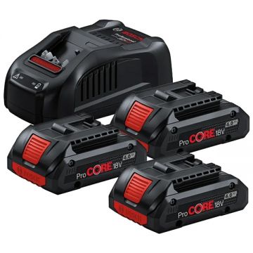 Bosch  0615990N2G - Set 3 acumulatori si incarcator Li-Ion 18 V 4 Ah incarcare rapida
