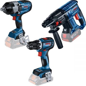 Bosch  GBH 180-LI + GDS 18V-1600 HC + GSR 18V-90 C - Rotopercutor SDS-Plus 2 J + Masina de insurubat cu impact patrat 3/4 inch 2200 Nm + Masina de gaurit si insurubat 64 Nm