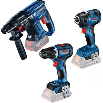 Bosch  GBH 180-LI + GDS 18V-1600 HC + GTB 185-LI - Rotopercutor SDS-Plus 2 J + Masina de insurubat cu impact patrat 3/4 inch 2200 Nm + Masina de insurubat 25 Nm