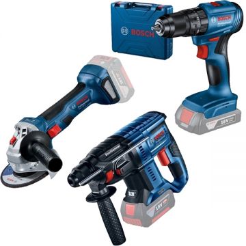 Bosch  GBH 180-LI + GWS 180-LI + GSB 185-LI - Rotopercutor SDS-Plus 2 J + Polizor unghiular 125 mm + Masina de gaurit si insurubat cu percutie 50 Nm valiza plastic