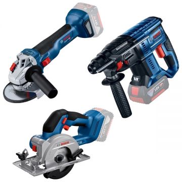 Bosch  GBH 180-LI + GWS 18V-10 + GKS 18V-51 - Rotopercutor SDS-Plus 2 J + Polizor unghiular 125 mm + Fierastrau circular 140x20 mm