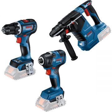 Bosch  GBH 18V-24 C + GSR 18V-90 C + GDR 18V-200 - Rotopercutor SDS-Plus 2.4 J + Masina de gaurit si insurubat 64 Nm + Masina de insurubat cu impact 200 Nm M6-M16