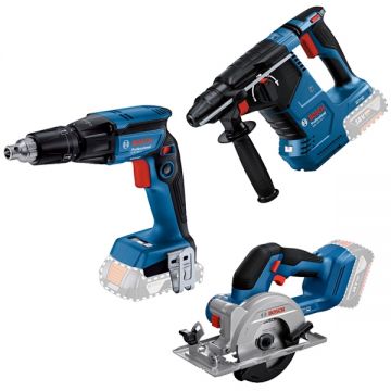 Bosch  GBH 18V-24 C + GTB 185-LI + GKS 18V-51 - Rotopercutor SDS-Plus 2.4 J + Masina de insurubat 25 Nm + Fierastrau circular 140x20 mm