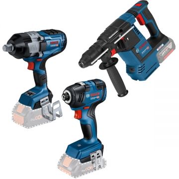 Bosch  GBH 18V-26 + GDR 18V-200 + GDS 18V-1600 HC - Rotopercutor SDS-Plus 2.6 J + Masina de insurubat cu impact 200 Nm M6-M16 + Masina de insurubat cu impact patrat 3/4 inch 2200 Nm
