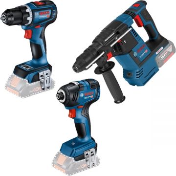 Bosch  GBH 18V-26 + GSR 18V-90 C + GDR 18V-200 - Rotopercutor SDS-Plus 2.6 J + Masina de gaurit si insurubat 64 Nm + Masina de insurubat cu impact 200 Nm M6-M16