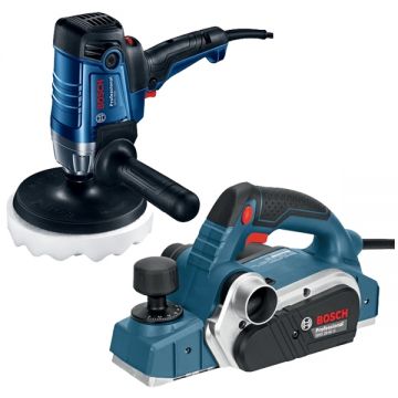 Bosch  GHO 26-82 D + GPO 950 - Rindea electrica 710 W 82 mm + Masina de lustruit 950 W 180 mm