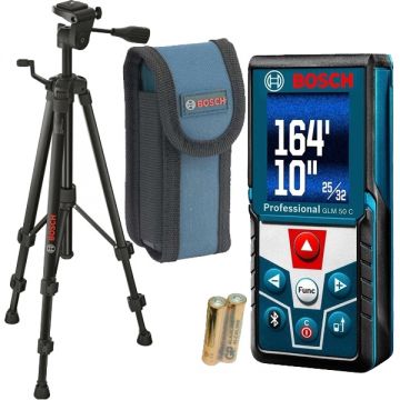 Bosch  GLM 50 C - Telemetru laser 50 m +/-1.5 mm/m 30 valori memorate bluetooth display color + Bosch - BT 150 - Trepied 550-1570 mm 1/4 inch