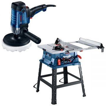 Bosch  GTS 254 + GPO 950 - Fierastrau circular de masa 1800 W 254 mm + Masina de lustruit 950 W 180 mm