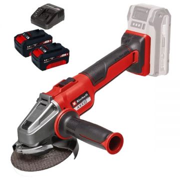 Einhell  AXXIO 18/115 Q PXC + Twinpack + 4514095 - Polizor unghiular 115 mm + Set 2 acumulatori si incarcator Li-Ion 18 V 4 Ah