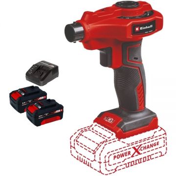 Einhell  CE-AP 18 Li PXC + Twinpack + 4514095 - Pompa pentru aer 0.053 bar + Set 2 acumulatori si incarcator Li-Ion 18 V 4 Ah