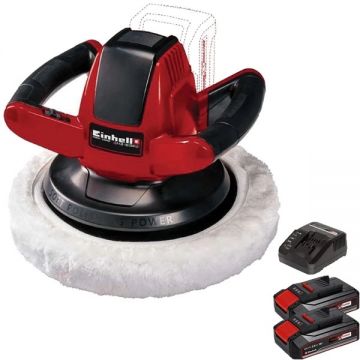 Einhell  CE-CB 18/254 Li PXC + Twinpack CB + 4514095 - Masina de lustruit 254 mm + Set 2 acumulatori si incarcator Li-Ion 18 V 2.5 Ah