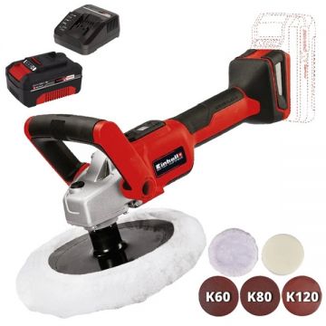 Einhell  CE-CP 18/180 Li E PXC + Starter Kit - Masina de lustruit 180 mm + Set 1 acumulator si incarcator Li-Ion 18 V 4 Ah