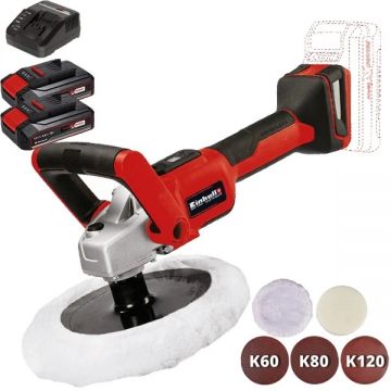Einhell  CE-CP 18/180 Li E PXC + Twinpack CB + 4514095 - Masina de lustruit 180 mm + Set 2 acumulatori si incarcator Li-Ion 18 V 2.5 Ah