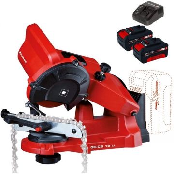 Einhell  GE-CS 18 Li PXC + Twinpack + 4514095 - Masina de ascutit lanturi + Set 2 acumulatori si incarcator Li-Ion 18 V 4 Ah