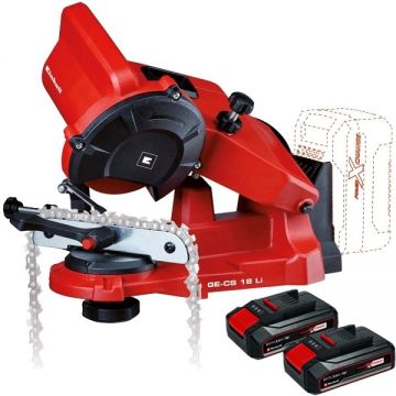 Einhell  GE-CS 18 Li PXC + Twinpack CB - Masina de ascutit lanturi + Set 2 acumulatori Li-Ion 18 V 2.5 Ah