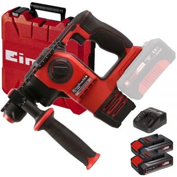 Einhell  HEROCCO 36/28 PXC + Twinpack CB + 4514095 - Rotopercutor SDS-Plus 3.2 J valiza plastic + Set 2 acumulatori si incarcator Li-Ion 18 V 2.5 Ah