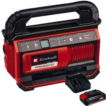 Einhell  PRESSITO 18/25 PXC + Starter Kit - Compresor 25 l/min 11 bar + Set 1 acumulator si incarcator Li-Ion 18 V 2.5 Ah