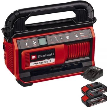 Einhell  PRESSITO 18/25 PXC + Twinpack CB + 4514095 - Compresor 25 l/min 11 bar + Set 2 acumulatori si incarcator Li-Ion 18 V 2.5 Ah