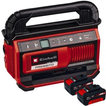 Einhell  PRESSITO 18/25 PXC + Twinpack - Compresor 25 l/min 11 bar + Set 2 acumulatori Li-Ion 18 V 4 Ah