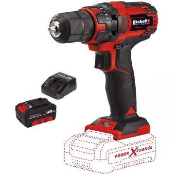 Einhell  TC-CD 18/35 Li PXC + Starter Kit - Masina de gaurit si insurubat 35 Nm + Set 1 acumulator si incarcator Li-Ion 18 V 4 Ah