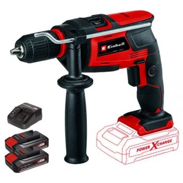 Einhell  TC-ID 18 Li PXC + Twinpack CB + 4514095 - Masina de gaurit si insurubat cu percutie + Set 2 acumulatori si incarcator Li-Ion 18 V 2.5 Ah