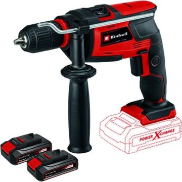 Einhell  TC-ID 18 Li PXC + Twinpack CB - Masina de gaurit si insurubat cu percutie + Set 2 acumulatori Li-Ion 18 V 2.5 Ah