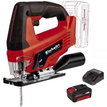 Einhell  TC-JS 18 Li PXC + Starter Kit - Fierastrau pendular + Set 1 acumulator si incarcator Li-Ion 18 V 4 Ah