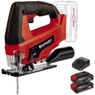 Einhell  TC-JS 18 Li PXC + Twinpack CB + 4514095 - Fierastrau pendular + Set 2 acumulatori si incarcator Li-Ion 18 V 2.5 Ah