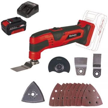 Einhell  TC-MG 18 Li PXC + Starter Kit - Multicutter accesorii + Set 1 acumulator si incarcator Li-Ion 18 V 4 Ah