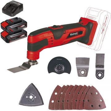 Einhell  TC-MG 18 Li PXC + Twinpack CB + 4514095 - Multicutter accesorii + Set 2 acumulatori si incarcator Li-Ion 18 V 2.5 Ah