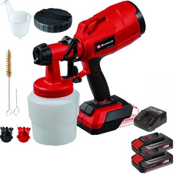 Einhell  TC-SY 18/60 Li PXC + Twinpack CB + 4514095 - Pistol de vopsit 0.8 l 600 g/min + Set 2 acumulatori si incarcator Li-Ion 18 V 2.5 Ah