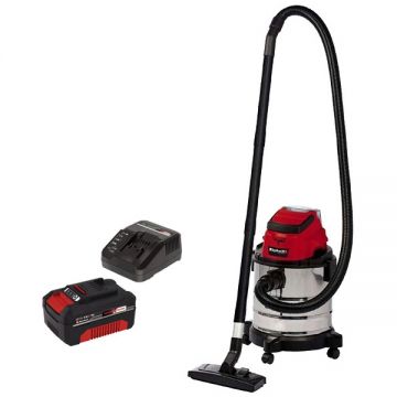 Einhell  TC-VC 18/20 Li S PXC + Starter Kit - Aspirator 80 mbar + Set 1 acumulator si incarcator Li-Ion 18 V 4 Ah