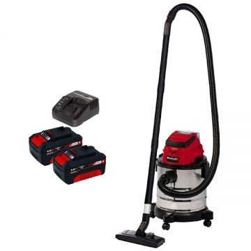 Einhell  TC-VC 18/20 Li S PXC + Twinpack + 4514095 - Aspirator 80 mbar + Set 2 acumulatori si incarcator Li-Ion 18 V 4 Ah