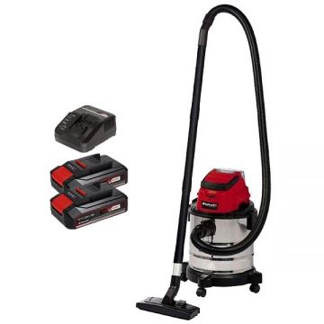 Einhell  TC-VC 18/20 Li S PXC + Twinpack CB + 4514095 - Aspirator 80 mbar + Set 2 acumulatori si incarcator Li-Ion 18 V 2.5 Ah