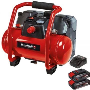 Einhell  TE-AC 36/6/8 Li OF Set PXC + Twinpack CB + 4514095 - Compresor 6 l 130 l/min 8 bar accesorii + Set 2 acumulatori si incarcator Li-Ion 18 V 2.5 Ah