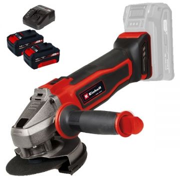 Einhell  TE-AG 18/115-2 Li PXC + Twinpack + 4514095 - Polizor unghiular 115 mm + Set 2 acumulatori si incarcator Li-Ion 18 V 4 Ah