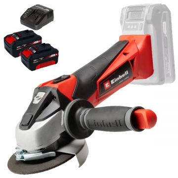 Einhell  TE-AG 18/115 Li PXC + Twinpack + 4514095 - Polizor unghiular 115 mm + Set 2 acumulatori si incarcator Li-Ion 18 V 4 Ah