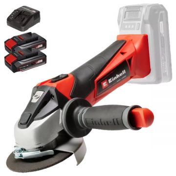 Einhell  TE-AG 18/115 Li PXC + Twinpack CB + 4514095 - Polizor unghiular 115 mm + Set 2 acumulatori si incarcator Li-Ion 18 V 2.5 Ah