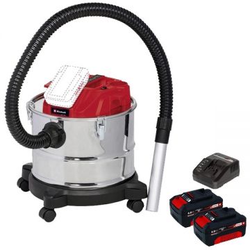 Einhell  TE-AV 18/15 Li C PXC + Twinpack + 4514095 - Aspirator pentru cenusa 100 mbar + Set 2 acumulatori si incarcator Li-Ion 18 V 4 Ah