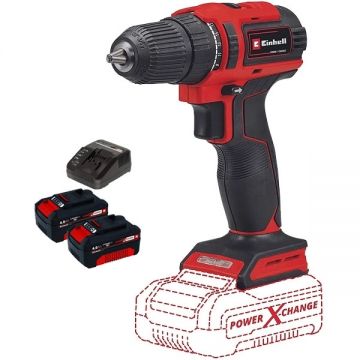Einhell  TE-CD 18/40 Li BL PXC + Twinpack + 4514095 - Masina de gaurit si insurubat 40 Nm + Set 2 acumulatori si incarcator Li-Ion 18 V 4 Ah