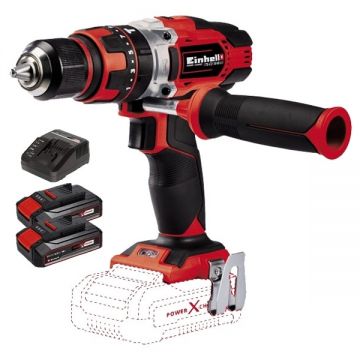 Einhell  TE-CD 18/48 Li-i PXC + Twinpack CB + 4514095 - Masina de gaurit si insurubat cu percutie 48 Nm + Set 2 acumulatori si incarcator Li-Ion 18 V 2.5 Ah
