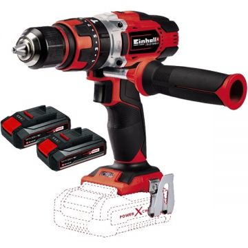 Einhell  TE-CD 18/48 Li-i PXC + Twinpack CB - Masina de gaurit si insurubat cu percutie 48 Nm + Set 2 acumulatori Li-Ion 18 V 2.5 Ah