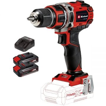 Einhell  TE-CD 18/50 Li BL PXC + Twinpack CB + 4514095 - Masina de gaurit si insurubat 50 Nm + Set 2 acumulatori si incarcator Li-Ion 18 V 2.5 Ah