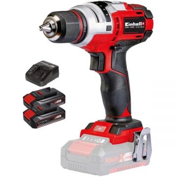 Einhell  TE-CD 18 Li E PXC + Twinpack CB + 4514095 - Masina de gaurit si insurubat 47 Nm + Set 2 acumulatori si incarcator Li-Ion 18 V 2.5 Ah