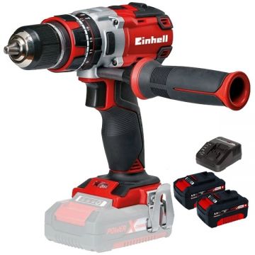 Einhell  TE-CD 18 Li-i PXC + Twinpack + 4514095 - Masina de gaurit si insurubat cu percutie 60 Nm + Set 2 acumulatori si incarcator Li-Ion 18 V 4 Ah