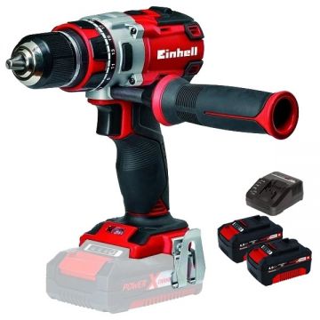 Einhell  TE-CD 18 Li PXC + Twinpack + 4514095 - Masina de gaurit si insurubat 60 Nm + Set 2 acumulatori si incarcator Li-Ion 18 V 4 Ah