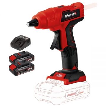 Einhell  TE-CG 18 Li PXC + Twinpack CB + 4514095 - Pistol de lipit cu bagheta siliconica 11  mm 170 grade C + Set 2 acumulatori si incarcator Li-Ion 18 V 2.5 Ah