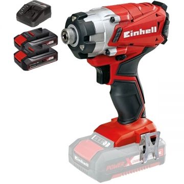 Einhell  TE-CI 18/1 Li PXC + Twinpack CB + 4514095 - Masina de insurubat cu impact 140 Nm + Set 2 acumulatori si incarcator Li-Ion 18 V 2.5 Ah