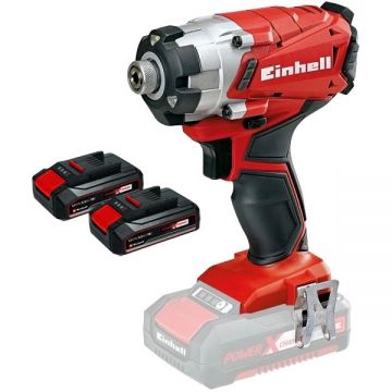 Einhell  TE-CI 18/1 Li PXC + Twinpack CB - Masina de insurubat cu impact 140 Nm + Set 2 acumulatori Li-Ion 18 V 2.5 Ah