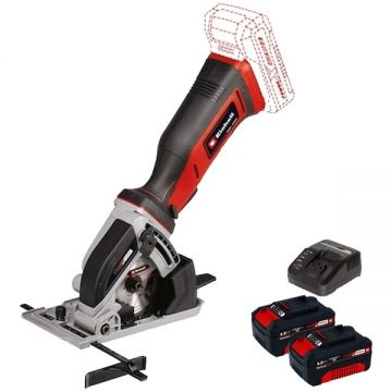 Einhell  TE-CS 18/89 Li PXC + Twinpack + 4514095 - Fierastrau circular 89x10 mm + Set 2 acumulatori si incarcator Li-Ion 18 V 4 Ah